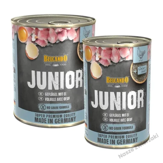 Belcando Super Premium junior karma mokra dla młodych psów drób z jajkiem 800g