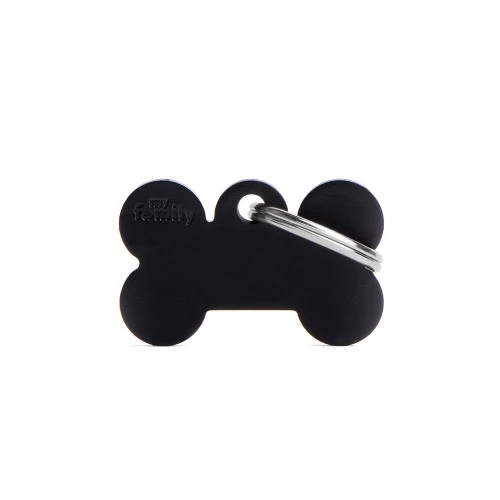 MY FAMILY Bone Black - aluminiowa adresówka dla psa