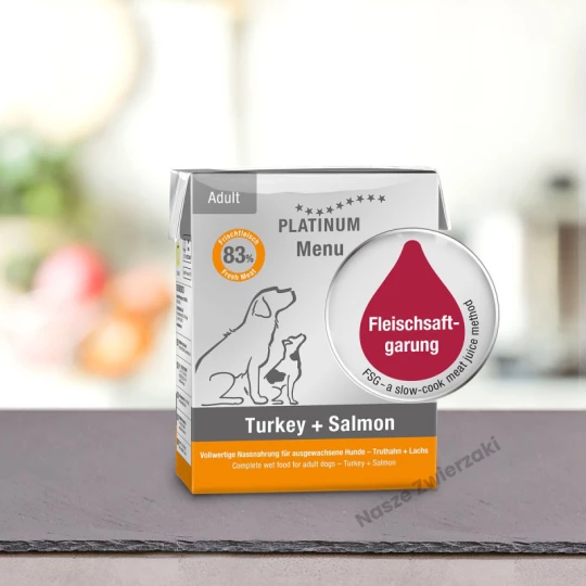 PLATINUM Menu Adult Turkey+Salmon - mokra karma dla psa z indykiem i łosiosem