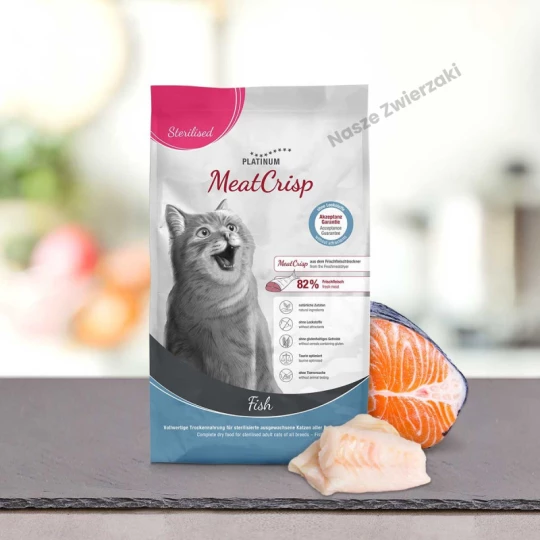PLATINUM MeatCrisp Sterilised Fish - sucha karma dla kotów po sterylizacji