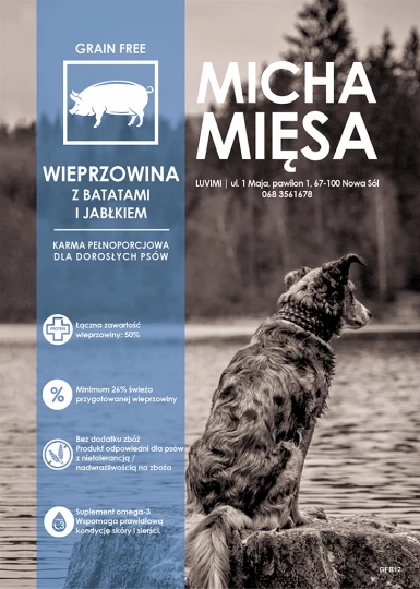 Micha Mięsa - Bezzbożowa karma dla dorosłych psów - wieprzowina z batatami i jabłkiem
