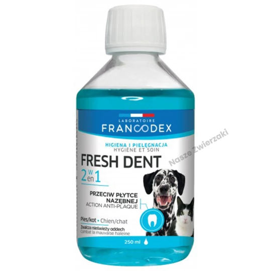 FRANCODEX - Płyn dla psa i kota do higieny jamy ustnej Fresh dent, 250 ml