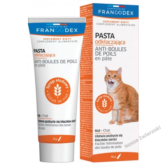 FRANCODEX - Pasta odkłaczająca dla kota, wspomaga pracę jelit, 70 g