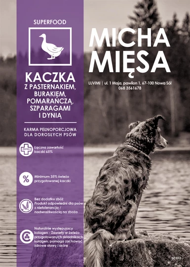 Micha Mięsa - Bezzbożowa karma dla psów ras średnich i dużych - Superfoods 65 Angielska kaczka