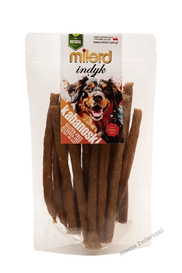 Milord - Kabanoski z indyka, suszony przysmak dla psów, 80g