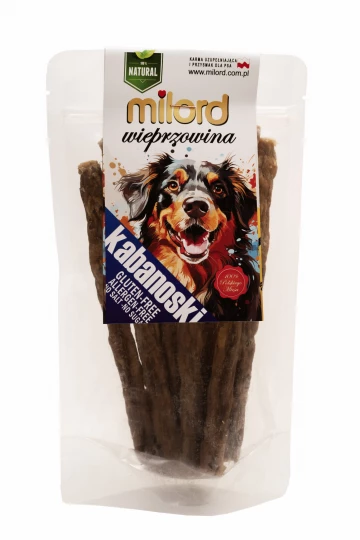Milord - Kabanoski z wieprzowiny, suszony przysmak dla psów, 80g