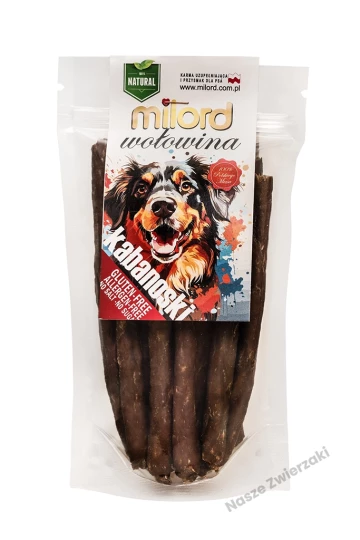 Milord - Kabanoski z wołowiny, suszony przysmak dla psów, 80g