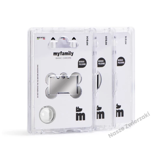 Adresówka Basic aluminium kostka duża chrom - adresówka dla psa