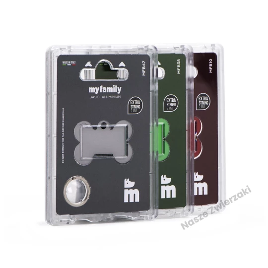 Adresówka Basic aluminium kostka duża czerwona - adresówka dla psa