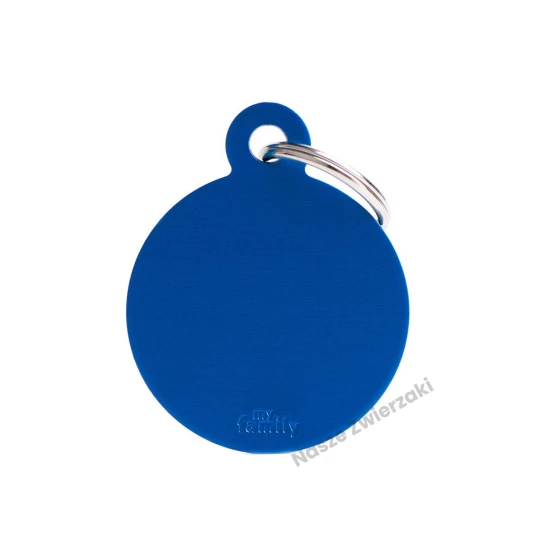 Adresówka Basic aluminium kółko duże niebieskie - adresówka dla psa