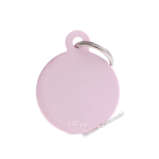 Adresówka Basic aluminium kółko duże różowe - adresówka dla psa