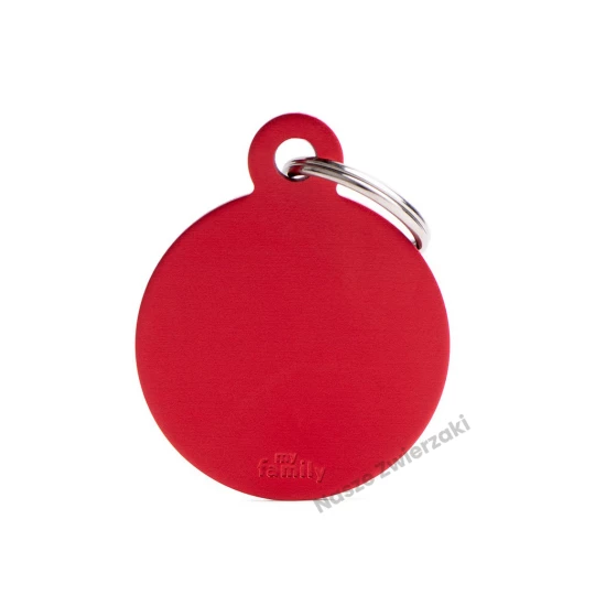 Adresówka Basic aluminium kółko duże czerwone - adresówka dla psa