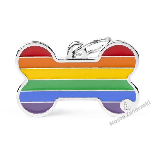 Adresówka Rainbow kostka duża - adresówka dla psa, tęczowa