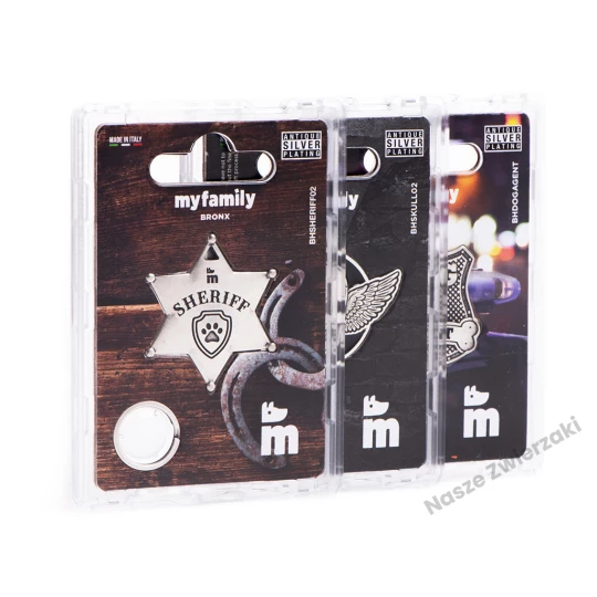 Adresówka Bronx gwiazda szeryfa, mosiądz - nietypowa aluminiowa adresówka dla psa