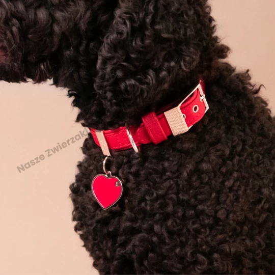 Adresówka Basic Handmade serce duże czerwone - adresówka dla psa