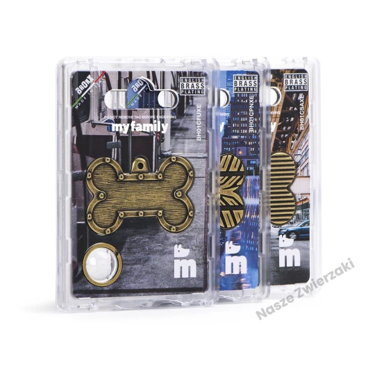 Adresówka Bronx kostka duża Bronx futuristic gold - adresówka dla psa