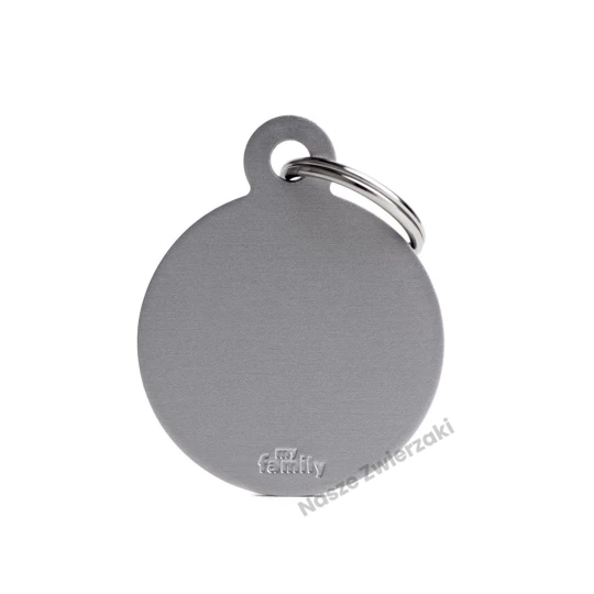 Adresówka Basic aluminium kółko duże szare - adresówka dla psa
