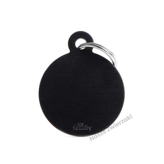 Adresówka Basic aluminium kółko duże czarne - adresówka dla psa