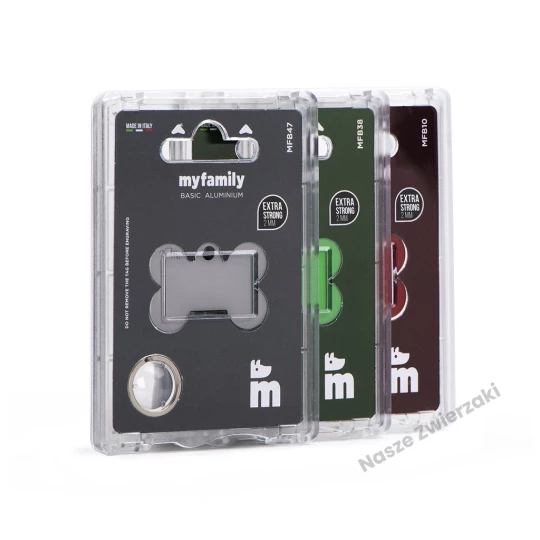 Adresówka Basic aluminium kostka duża czarna - adresówka dla psa