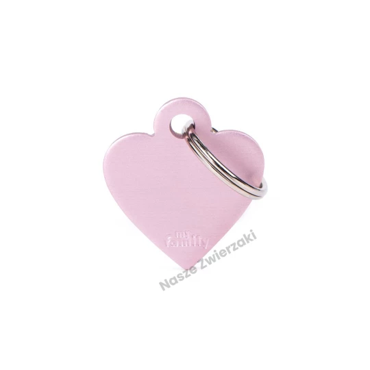 Adresówka Basic aluminium serce małe różowe - adresówka dla psa