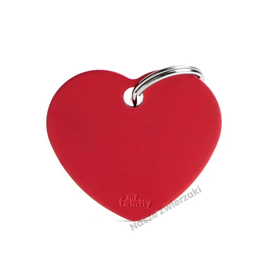 Adresówka Basic aluminium serce duże czerwone - adresówka dla psa