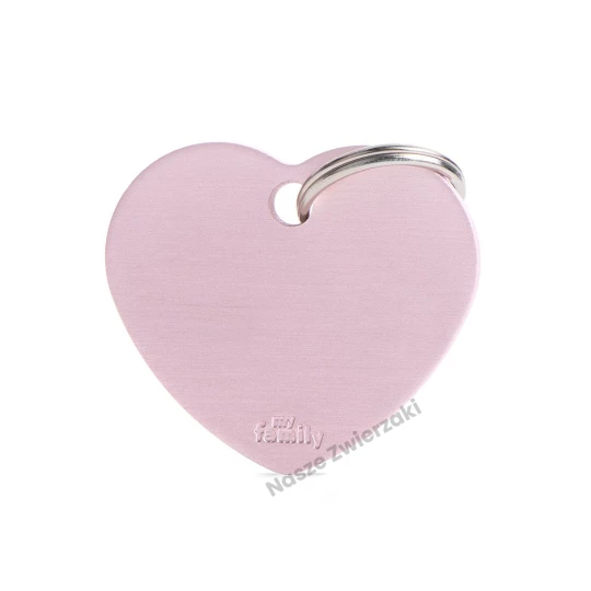 Adresówka Basic aluminium serce duże różowe - adresówka dla psa