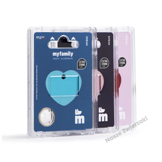 Adresówka Basic aluminium serce duże różowe - adresówka dla psa