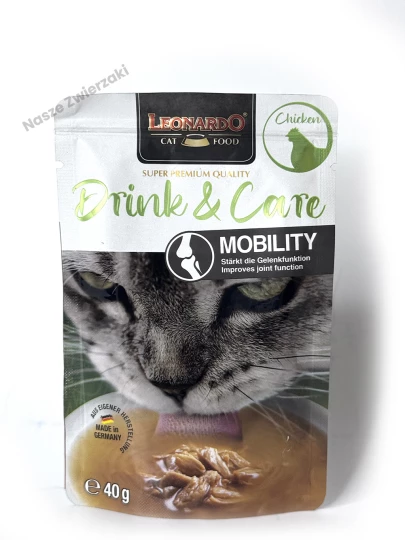 Leonardo Drink MOBILITY karma uzupełniająca dla kotów poprawiająca zdrowie stawów z kurczakiem 40g
