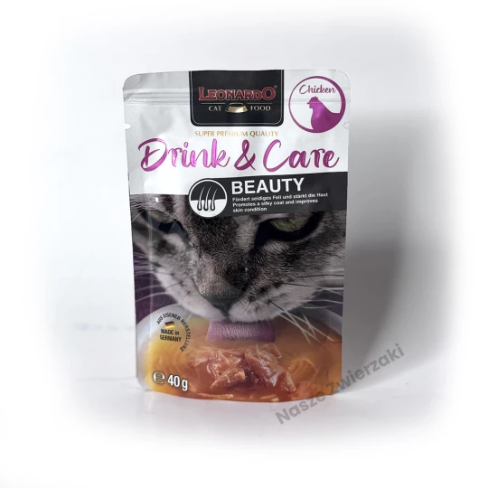 Leonardo Drink  BEAUTY karma uzupełniająca dla kotów poprawiająca stan skóry i sierści z drobiem 40g
