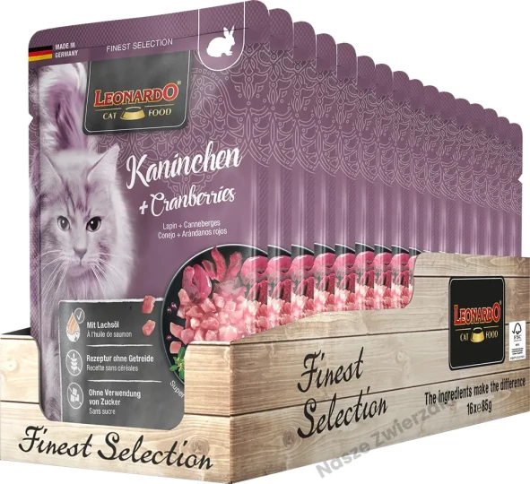 Leonardo Finest Selection mokra karma dla kotów królik, żurawina 85g