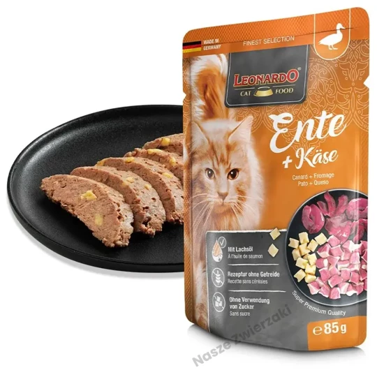 Leonardo Finest Selection mokra karma dla kotów kaczka z serem 85g