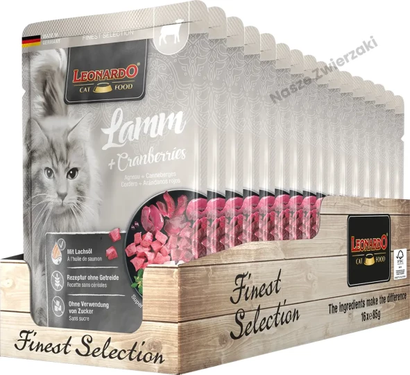 Leonardo Finest Selection mokra karma dla kotów jagnięcina, żurawina 85g