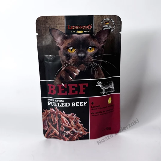 Leonardo Pulled Beef mokra karma dla kotów wołowina z extra szarpanym mięsem 70g