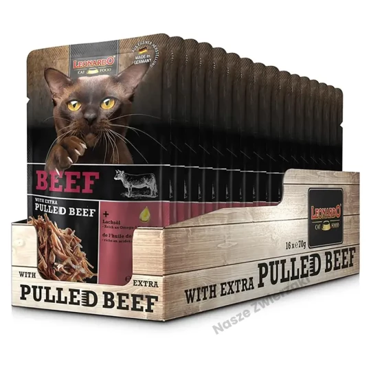 Leonardo Pulled Beef mokra karma dla kotów wołowina z extra szarpanym mięsem 70g