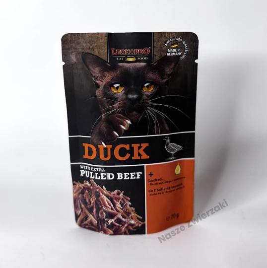 Leonardo Pulled Beef mokra karma dla kotów kaczka z extra szarpanym mięsem 70g