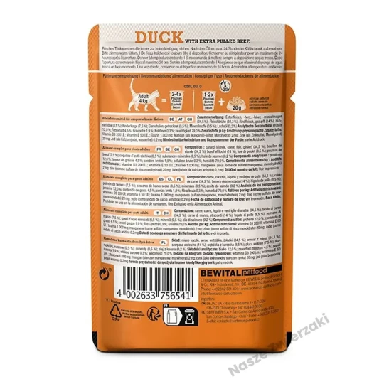 Leonardo Pulled Beef mokra karma dla kotów kaczka z extra szarpanym mięsem 70g