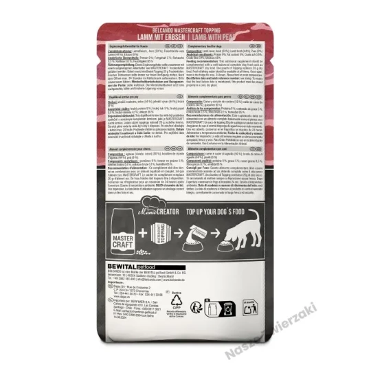 Belcando Mastercraft Topping Polewa do suchej karmy dla psów jagnięcina z groszkiem 100g