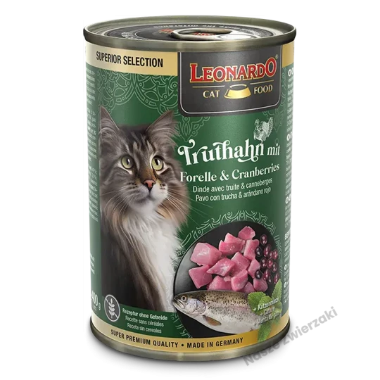Leonardo Super Selection mokra karma dla kotów indyk z pstrągiem i żurawiną 400g