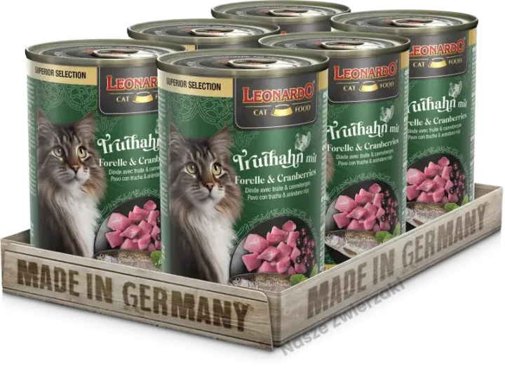 Leonardo Super Selection mokra karma dla kotów indyk z pstrągiem i żurawiną 400g