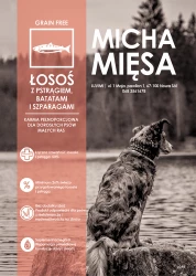 Micha Mięsa - Bezzbożowa karma dla dorosłych psów małych ras – Łosoś z pstrągiem, batatami i szparagami