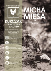 Micha Mięsa - Bezzbożowa karma dla kota sterylizowanego - Kurczak z tuńczykiem i łososiem