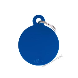 Adresówka Basic aluminium kółko duże niebieskie - adresówka dla psa