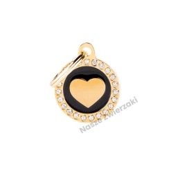 Adresówka Glam Gold czarne kółko i złote serce - adresówka dla psa