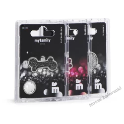 Adresówka Shine łapka szara błyszcząca - brokatowa adresówka dla psa