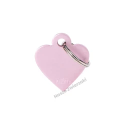Adresówka Basic aluminium serce małe różowe - adresówka dla psa