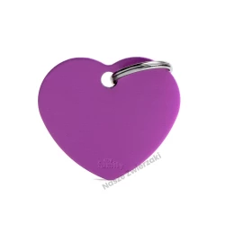 Adresówka Basic aluminium serce duże fioletowe - adresówka dla psa