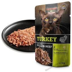Leonardo Pulled Beef mokra karma dla kotów indyk z extra szarpanym mięsem 70g